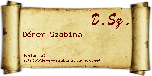 Dérer Szabina névjegykártya